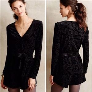 anthropologie saylor burn-out floral romper NWOT